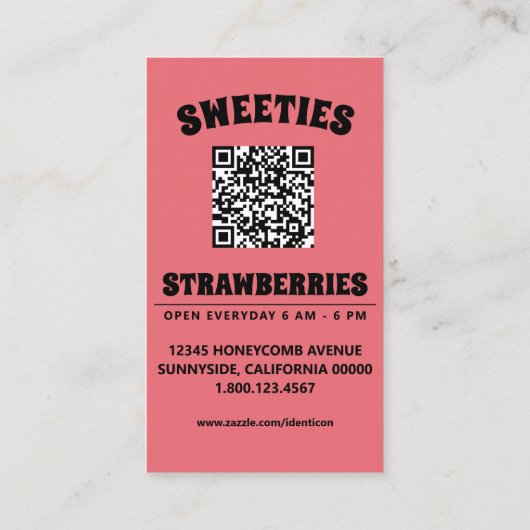 strawberry swirl with QR code Visitenkarte (Rückseite)