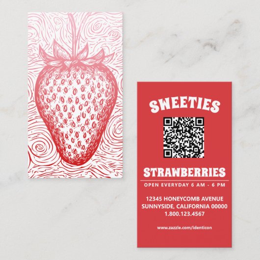 strawberry swirl with QR code Visitenkarte (Vorne/Hinten)