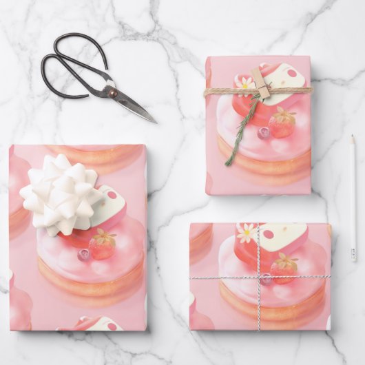 Strawberry Tart Illustration Geschenkpapier Set (Vorderseite)