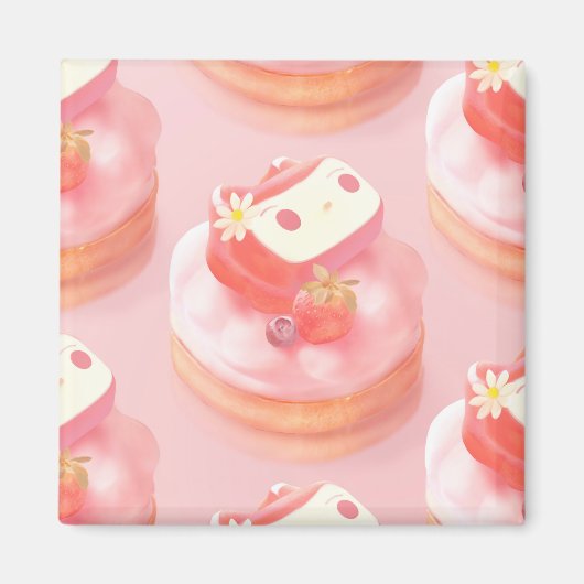 Strawberry Tart Illustration Magnet (Vorne)