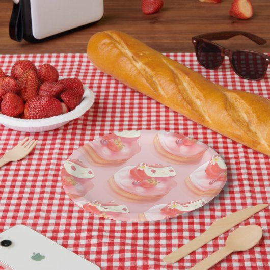 Strawberry Tart Illustration Pappteller (Picknick)