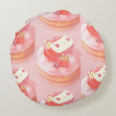 Strawberry Tart Illustration Rundes Kissen (Rückseite)