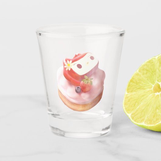 Strawberry Tart Illustration Schnapsglas (Vorderseite)