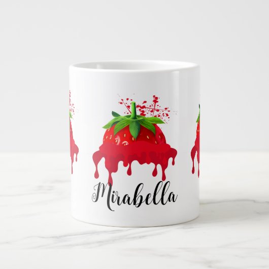 Strawberry-Tasse mit Namen, Niedlich, Valentinstag Jumbo-Tasse (Vorderseite)