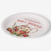 Strawberry Theme Baby Dusche Pappteller (Schrägansicht)