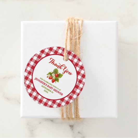 Strawberry Theme Baby Dusche Vielen Dank Geschenkanhänger (Beispiel)