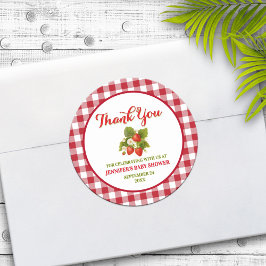 Strawberry Theme Baby Dusche Vielen Dank Runder Aufkleber