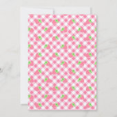 Strawberry Theme Baby Girl Gingham Pink Mint Einladung (Rückseite)