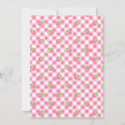Strawberry Theme Baby Girl Gingham Pink Mint Einladung (Rückseite)