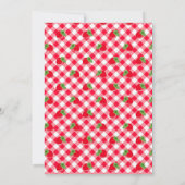 Strawberry Theme Baby Girl Gingham Red Green Einladung (Rückseite)