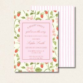 Strawberry Theme Baby Shower Einladung