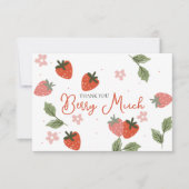 Strawberry Theme Girl Birthday Dankeskarte (Vorderseite)