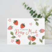 Strawberry Theme Girl Birthday Dankeskarte (Stehend Vorderseite)