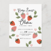 Strawberry Theme Girl Birthday Party Postkarte (Vorderseite)