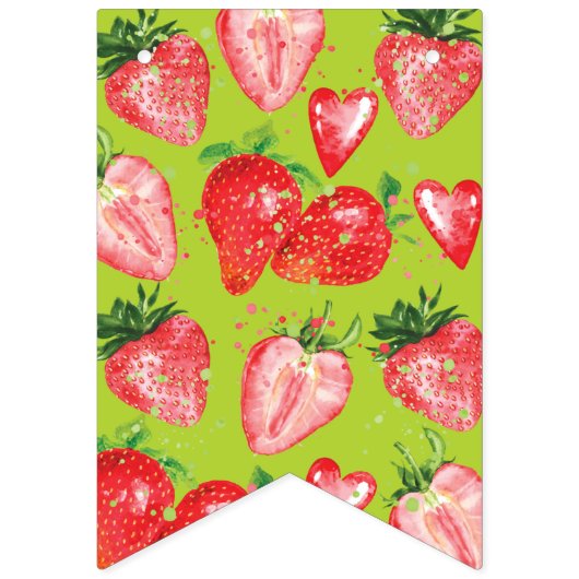 Strawberry Theme Happy Birthday Wimpelkette (Erste Fahne)