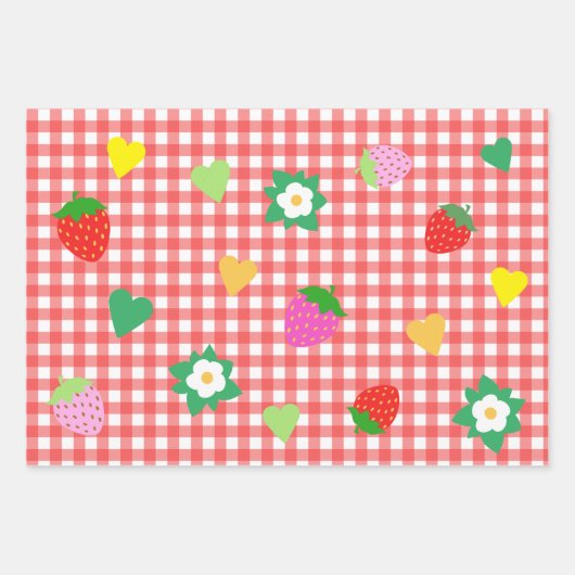 Strawberry Themed Birthday Party Geschenkpapier Set (Vorderseite 3)