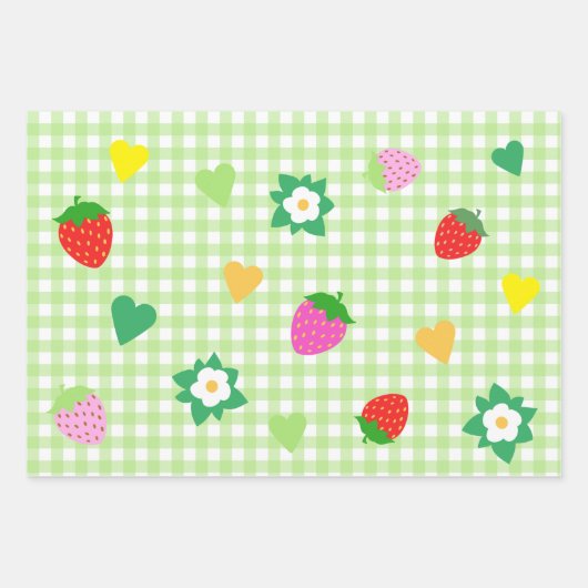 Strawberry Themed Birthday Party Geschenkpapier Set (Vorderseite)