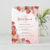 Strawberry Themed Bridal Brunch Party Einladung (Stehend Vorderseite)