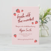 Strawberry Themed Bridal Dusche Einladung (Stehend Vorderseite)