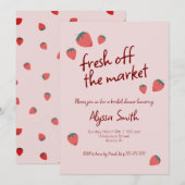 Strawberry Themed Bridal Dusche Einladung (Vorne/Hinten)