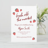 Strawberry Themed Bridal Dusche Einladung (Stehend Vorderseite)