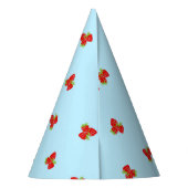 Strawberry Themed Party Hut mit blauem Hintergrund Partyhütchen (Rückseite)