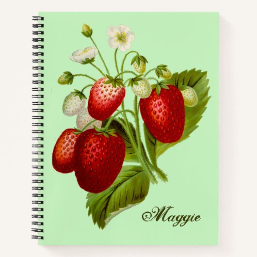 Strawberry Themed Spiral Notebook Personalisiert Notizblock (Vorderseite)