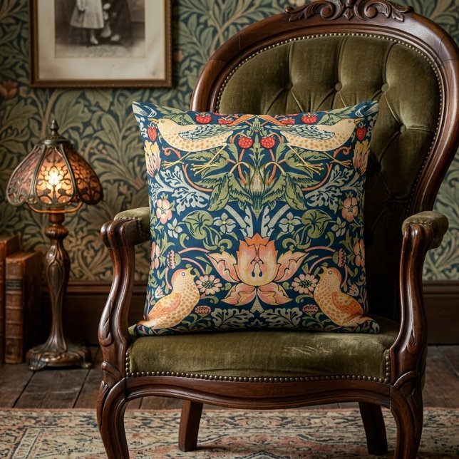 Strawberry Thief Artistic William Morris Pillow Kissen (Von Creator hochgeladen)