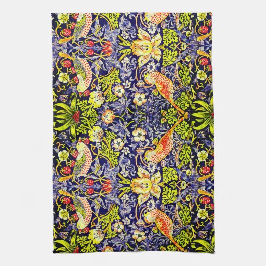 Strawberry Thief Birds William Morris Geschirrtuch (Vertikal)