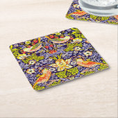 Strawberry Thief Birds William Morris Rechteckiger Pappuntersetzer (angewinkelt)