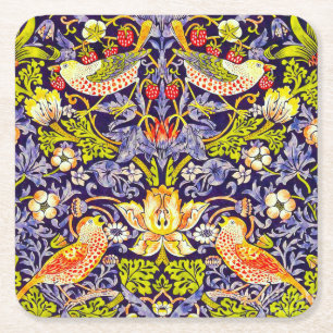 Strawberry Thief Birds William Morris Rechteckiger Pappuntersetzer