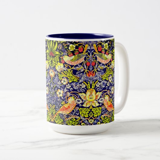 Strawberry Thief Birds William Morris Zweifarbige Tasse (VorderseiteRechts)
