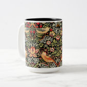 Strawberry Thief Black background William Morris Zweifarbige Tasse (Vorderseite Links)