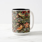 Strawberry Thief Black background William Morris Zweifarbige Tasse (VorderseiteRechts)