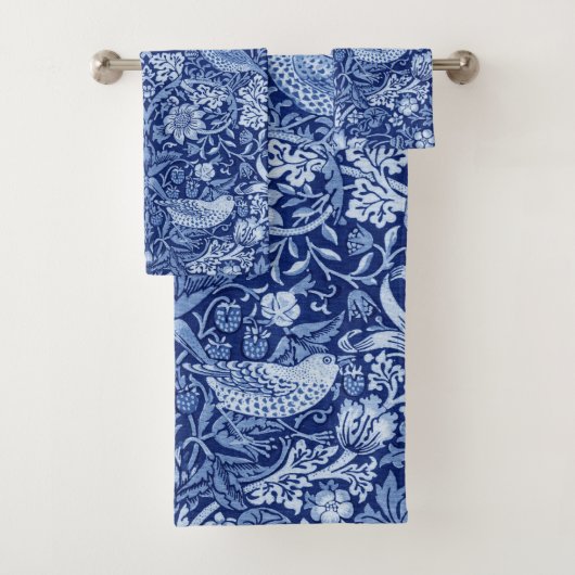 Strawberry Thief Blue Monotone, William Morris Badhandtuch Set (Insitu)