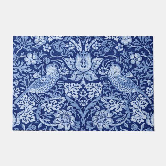 Strawberry Thief Blue Monotone, William Morris Fußmatte (Vorderseite)