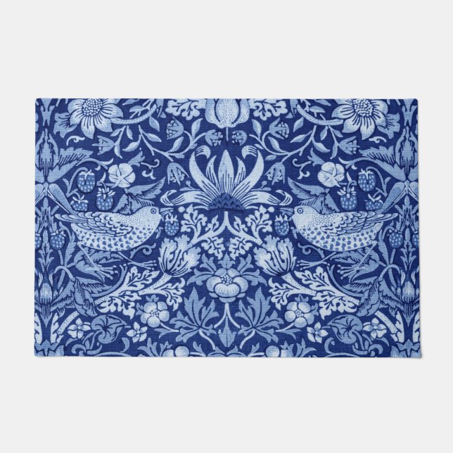 Strawberry Thief Blue Monotone, William Morris Fußmatte (Vorderseite)