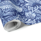 Strawberry Thief Blue Monotone, William Morris Geschenkpapier (Rolleneckpunkt)