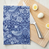 Strawberry Thief Blue Monotone, William Morris Geschirrtuch (Viertel Falte)
