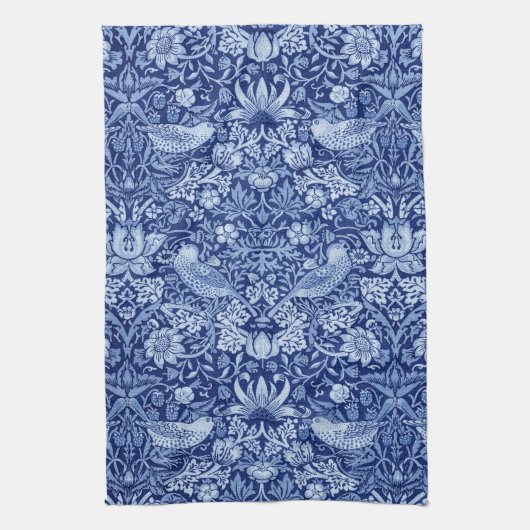 Strawberry Thief Blue Monotone, William Morris Geschirrtuch (Vertikal)