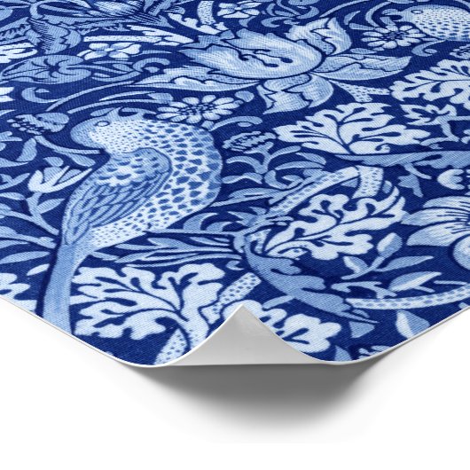 Strawberry Thief Blue Monotone, William Morris Poster (Ecke)