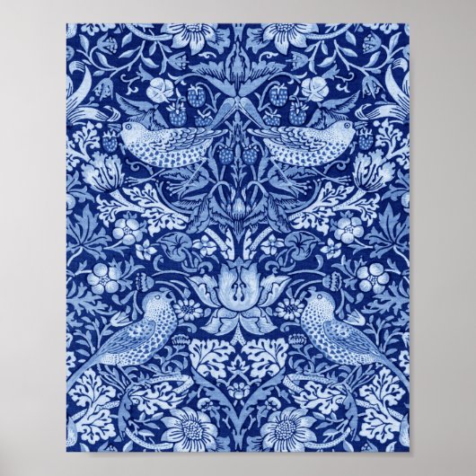 Strawberry Thief Blue Monotone, William Morris Poster (Vorne)