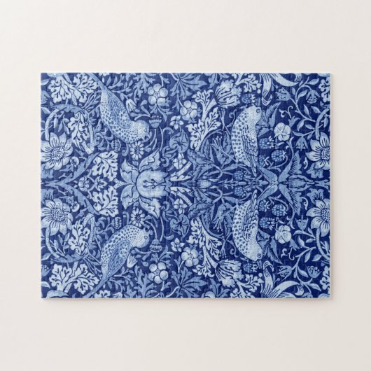 Strawberry Thief Blue Monotone, William Morris Puzzle (Horizontal)