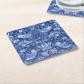 Strawberry Thief Blue Monotone, William Morris Rechteckiger Pappuntersetzer (angewinkelt)