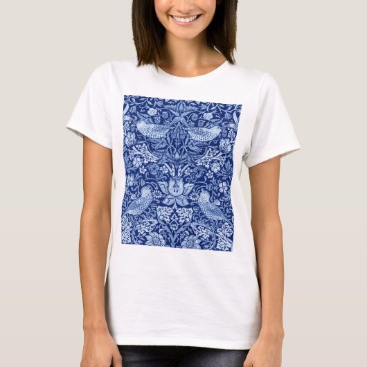 Strawberry Thief Blue Monotone, William Morris T-Shirt (Vorderseite)