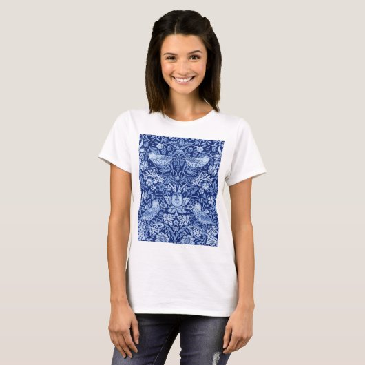 Strawberry Thief Blue Monotone, William Morris T-Shirt (Vorne ganz)