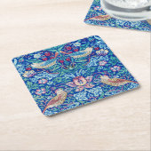 Strawberry Thief Blue, William Morris Rechteckiger Pappuntersetzer (angewinkelt)