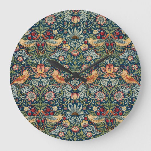 Strawberry Thief by William Morris Große Wanduhr (Vorderseite)