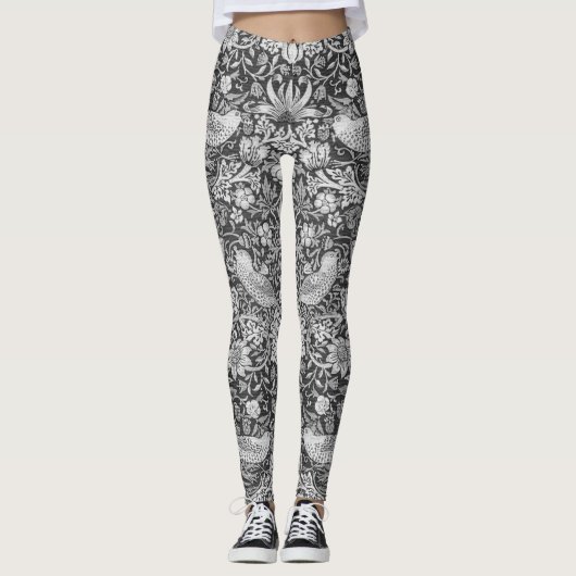 Strawberry Thief Gray, William Morris Leggings (Vorderseite)