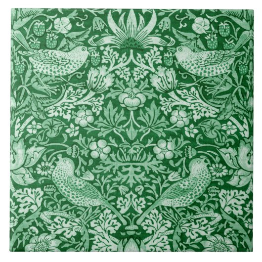 Strawberry Thief Green, William Morris Fliese (Vorderseite)